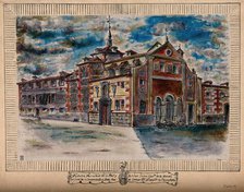 Monastery of the Royal Military Spanish Order of Mercy, Madrid, Spain: with coat of arms. Creator: Unknown.