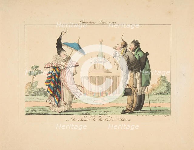 Le Goût du Jour ou Des Chinois du Boulevard Coblentz, from Caricatures Parisiennes, ca. 1815. Creator: Anon.