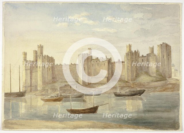 Caernarvon Castle, 1845. Creator: Elizabeth Murray.