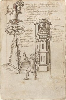 The Statue of Opportunity, a Passer-by, and Remorse [fol. 8r], c. 1512/1515. Creator: Unknown.