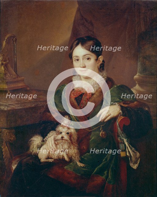 Portrait of Countess Natalia Andreevna Obolenskaya, 1833. Artist: Tropinin, Vasili Andreyevich (1776-1857)