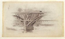 Drawing Of Girard Avenue Bridge/Verso Sketch Of An Oar, c. 1871. Creator: Thomas Eakins.