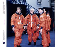 John H Glenn and crew members, June 1998. Artist: Unknown
