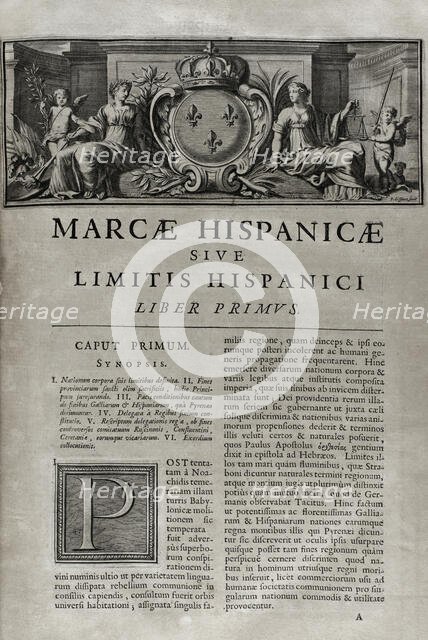 "Marca Hispanica sive limes hispanicus" - first book, 1688.  Creator: Pierre de Marca.