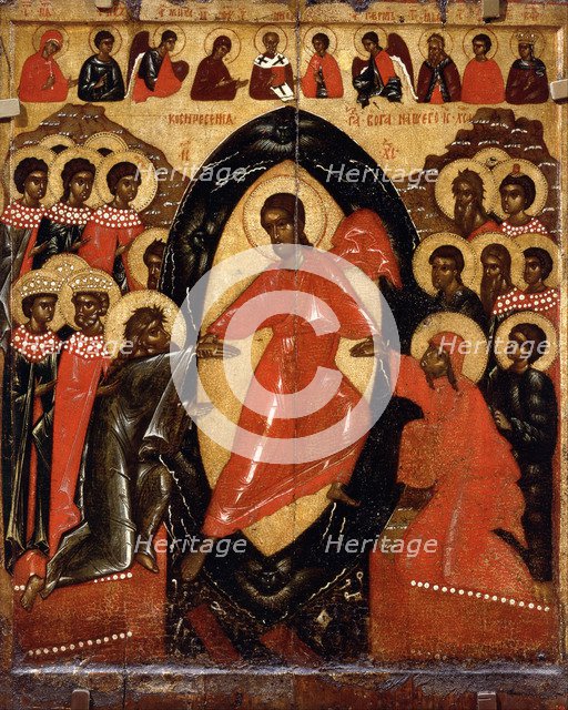 The Descent into Hell with Deesis and Selected Saints, End of 14th cen.. Artist: Russian icon  