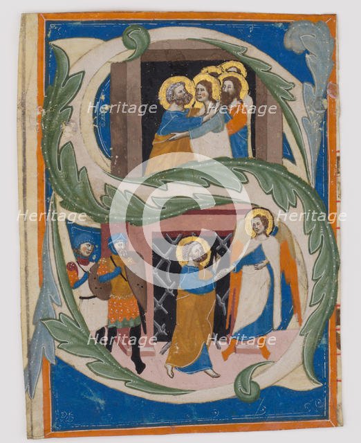 Initial S with Saint Peter Liberated from Prison, first half 14th century. Creator: Unknown.