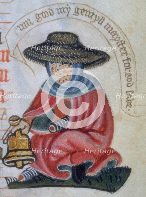 Leper woman with a bell, 14th century. Creator: Unknown.