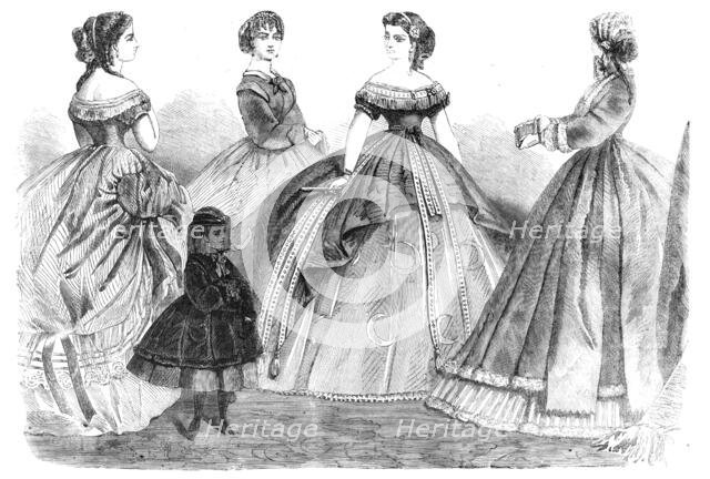 Paris fashions for January 1866, (1865). Creator: Unknown.