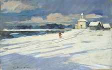 Winter Landscape with a small Church, early 20th century. Artist: Konstantin Korovin.