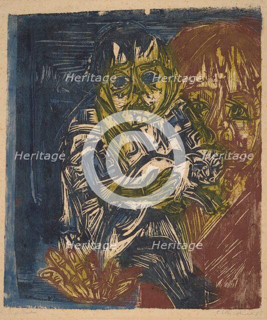 Woman with a Child and a Cat, 1919. Creator: Ernst Kirchner.