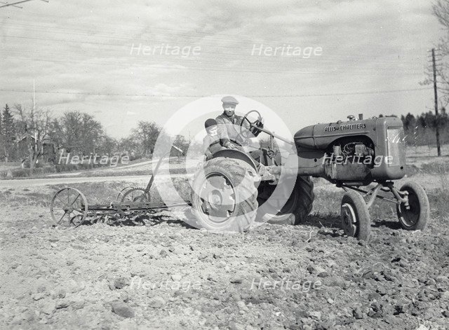 Harrowing with an Allis-Chalmers tractor, Sweden, 1950. Artist: Torkel Lindeberg