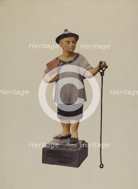 Iron Hitching Post, c. 1940. Creator: George Constantine;Constantine, George.