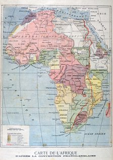 A map of Africa after the The Anglo-French Convention, 1899. Artist: Unknown