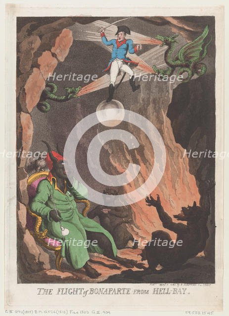The Flight of Bonaparte from Hell-Bay, April 7, 1803., April 7, 1803. Creator: Thomas Rowlandson.