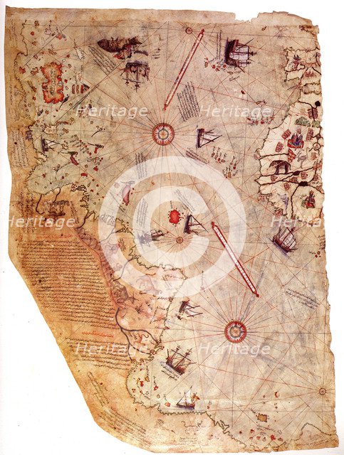 The Piri Reis world map, 1513. Artist: Piri Reis (1470-1553)