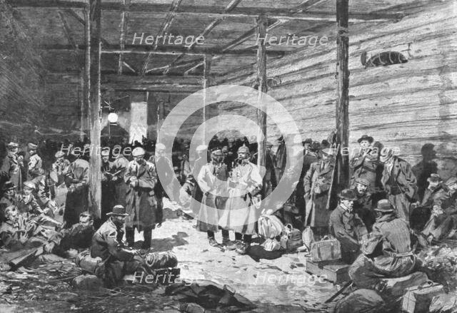 'Le calvaire des six cents otages; Etable de Milejgany, pres de Zosie, ou cent cinquante..., 1918. Creator: Frederic de Haenen.