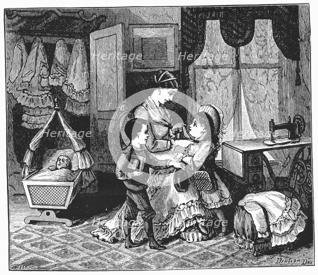 Benefits of using the Singer sewing machine, 1880. Artist: Unknown