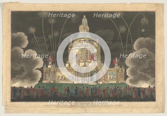 A View of the Temple of Concord Erected in the Green Park, to Celebrate the G..., September 9, 1814. Creator: Robert Laurie.