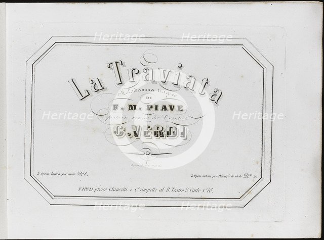 La Traviata: first edition of the original version, 1854.