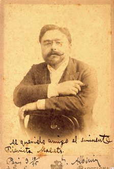 Isaac Albéniz (1860-1909), Spanish composer and pianist, autographed photo dedicated to the piani…