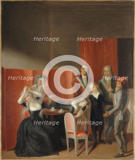 Louis XVII separated from his mother, July 3, 1793, 1795. Creator: Jean-Jacques Hauer.