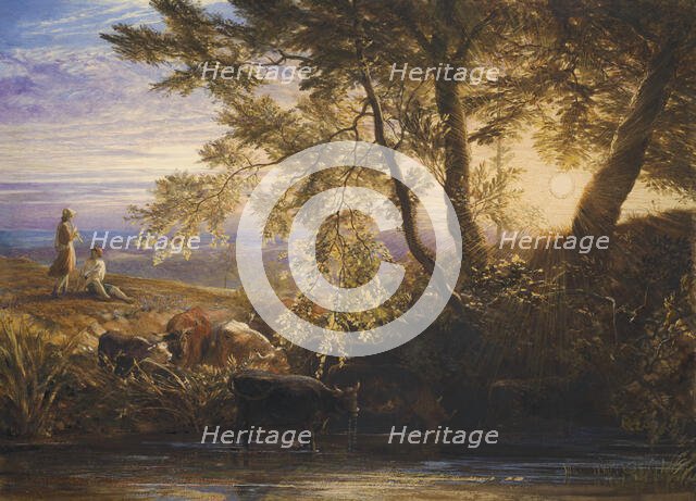 The Setting Sun, c1862. Creator: Samuel Palmer.