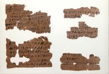 Papyrus Fragments of a Letter to Cyriacus, Coptic, 7th century. Creator: Unknown.