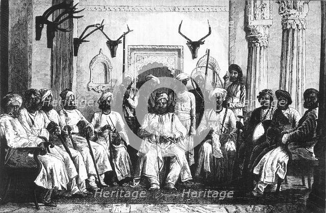 'The Maharajah of Rewah and Court', c1891. Creator: James Grant.