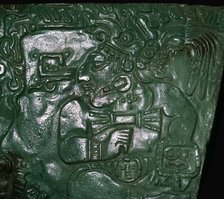 Jade Maya carving of a seated dignitary. Artist: Unknown
