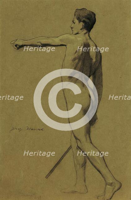 Standing male nude, 1917. Creator: Josef Wawra.