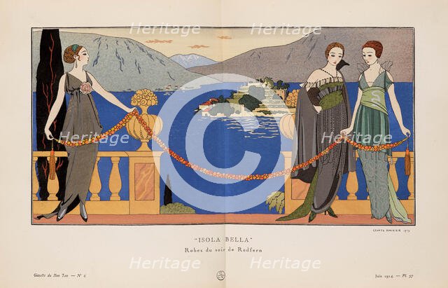 Isola Bella. Robes du soir de Redfern. (La Gazette du Bon ton), 1914. Creator: Barbier, George (1882-1932).