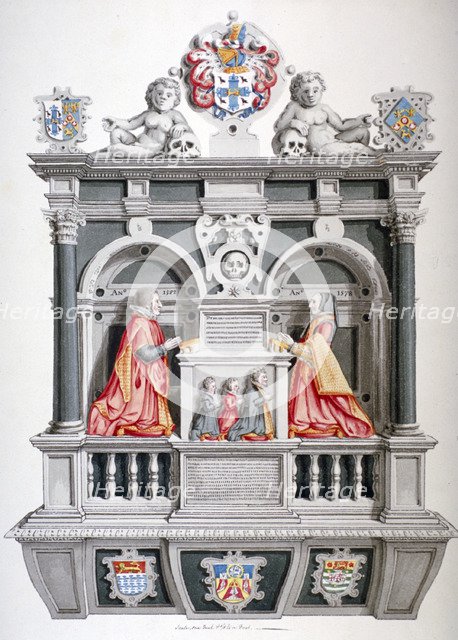 Monument in the Church of St Andrew Undershaft, Leadenhall Street, London, c1810 Artist: Thomas Fisher