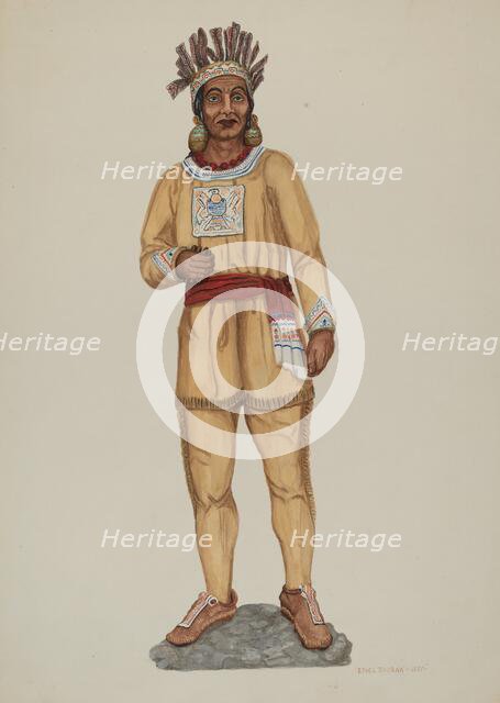 Cigar Store Indian, c. 1937. Creator: Ethel Dougan.