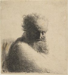 Bust of an Old Bearded Man Looking Down, Three-Quarters Right, 1631. Creator: Rembrandt Harmensz van Rijn.