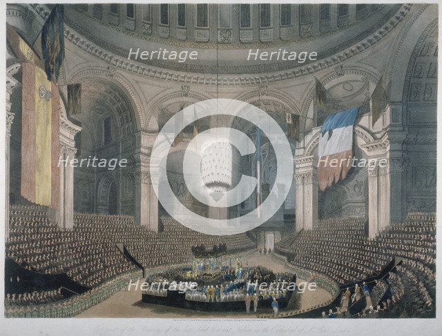 The ceremony of Lord Nelson's burial at St Paul's Cathedral, City of London, 1806. Artist: FC Lewis