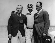 Malcolm Campbell, Frank Lockhart, Ray Keech (right to left) at Daytona, Florida, 1928. Artist: Unknown