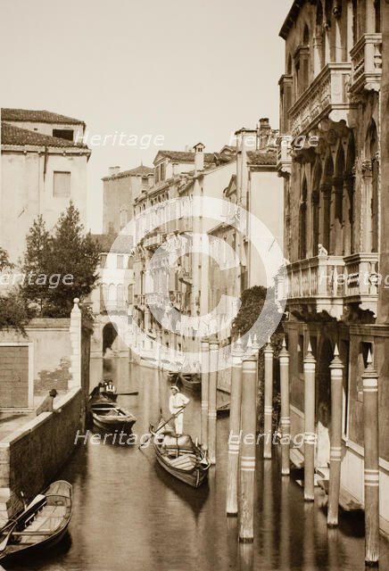 Untitled (II 41), c. 1890. [Gondola on canal, Venice].  Creator: Unknown.