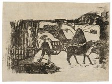 The Ox Cart, from the Suite of Late Wood-Block Prints, 1898/99. Creator: Paul Gauguin.