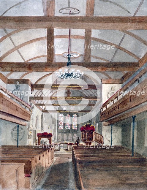 Interior view of St Pancras Old Church, London, 1853. Artist: HC