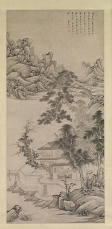 Lofty Scholar among Streams and Mountains, in the manner of Juran, late 17th century. Creator: Wang Jian.