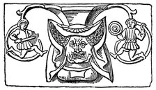 Carving of a woman wearing a horned headdress, 15th century, (1910). Artist: Unknown