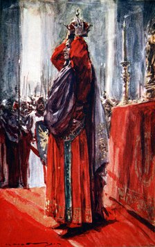 The Holy Roman Emperor Frederick II crowns himself King of Jerusalem, 1229 (1913). Artist: Arthur C Michael