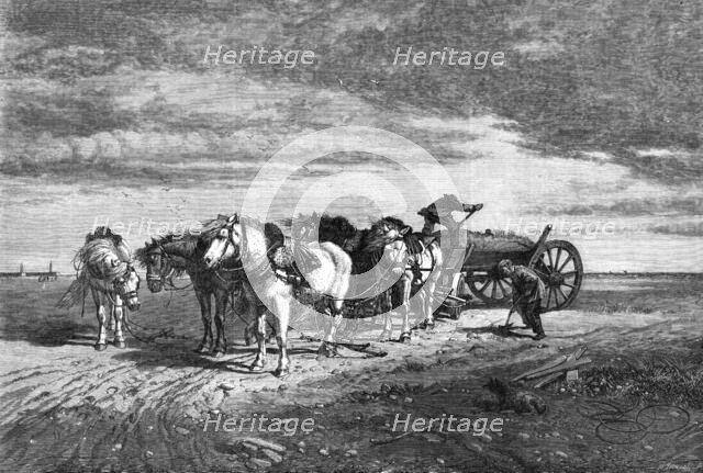 "Loading Sand - Pas de Calais: Threatening Weather", by R. Beavis, Royal Academy Exhibition, 1868. Creator: Mason Jackson.