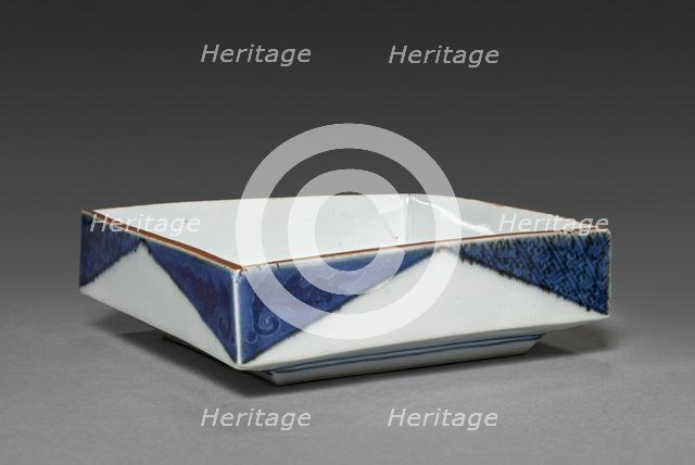 Square Dish with Rock and Tree Design: Arita Ware, 1700s. Creator: Unknown.