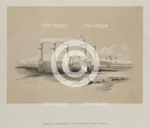 Egypt and Nubia, Volume II: Ruins of the Temple of Madamoud, at Thebes, 1847. Creator: Louis Haghe (British, 1806-1885); F.G.Moon, 20 Threadneedle Street, London.