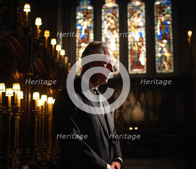 AI IMAGE - Portrait of King Charles III inside a church, 2023. Creator: Heritage Images.