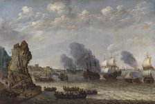 A Battle near a Coast between Spaniards and Disembarking Dutchmen, 1641. Creator: Abraham Willaerts.