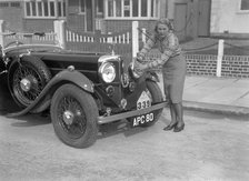 Kitty Brunell and her winning AC 4-seater tourer, RAC Rally, March 1933. Artist: Bill Brunell.