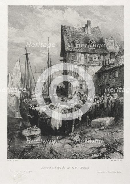 Six Marines: Interior of a Port, 1833. Creator: Eugène Isabey (French, 1803-1886); Morlot, Paris and McLean.