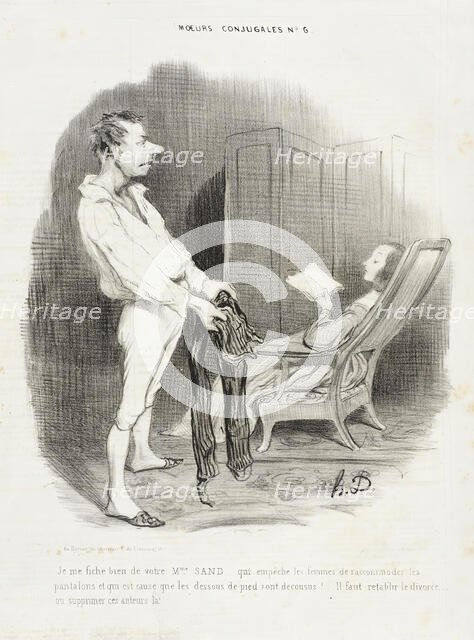 Je me fiche bien de vôtre Mme. Sand..., 1839. Creator: Honore Daumier.